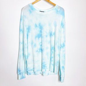 NEW Wildfox Crystal Blue Tie Dye Pullover Long Sleeve Women's Size XL